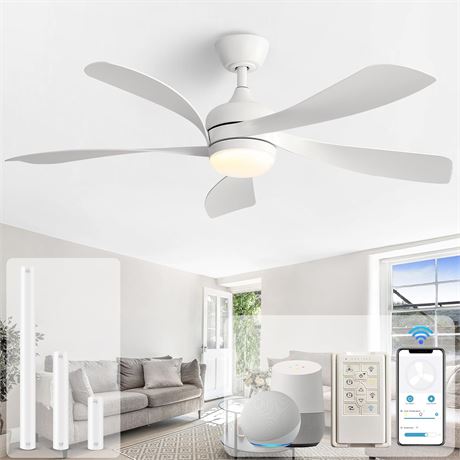 Sofucor 52" Smart Ceiling Fan with Lights, Remote, Alexa/Google, DC Motor
