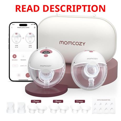 Momcozy M5 APP-Controlled Wearable Breast Pump, 24mm Flange, 2-Pack