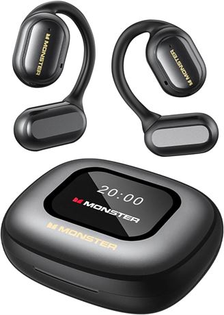Monster Open Ear Headphones Earbud Pro 100 Wireless BT, ENC, IPX5, 30H