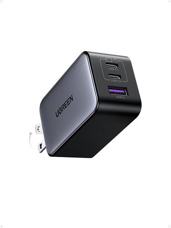 UGREEN Chargeur GaN 65W pliable, 3 ports USB-C/USB, tablette/PC