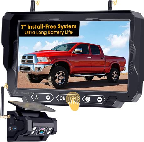 1080P HD Wireless Backup Camera, 7" Monitor, No Wiring, 1-Min Install