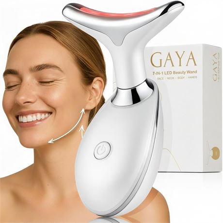 GAYA 7-Color LED Face & Neck Massager with Heat and Vibration