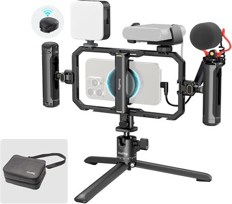 SmallRig Universal Video Rig Kit, LED, Mic, Tripod, Dual Handle, Quick Release