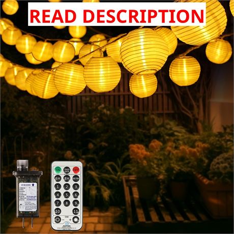 LED Lantern String Lights Outdoor Plug-in, 40Ft Connectable, Warm White