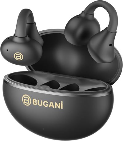 BUGANI Open Ear Buds, Clip-On Wireless Bluetooth 6.0, 5.1g Clip, IPX5
