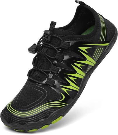 Quick-Dry Water Shoes, Black-Green, Women 8 / Men 6.5