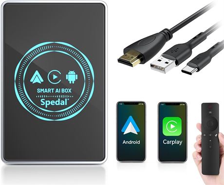 CarPlay AI Box Wireless CarPlay Adapter with Netflix/YouTube, 4K Video, HDMI