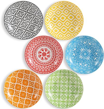 AHX 23 oz Shallow Ceramic Pasta Bowls Set of 6, Microwave/Dishwasher Safe