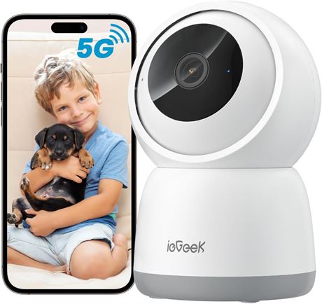 ieGeek 2K Indoor WiFi Camera, PTZ 360°, Motion Detection, Baby Monitor App