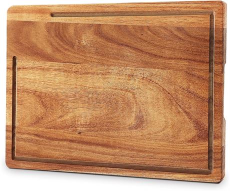 Acacia Wood Cutting Board 17x12" Non-Slip Juice Groove Charcuterie Board