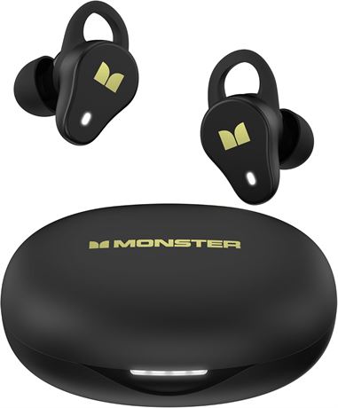 Monster N-Lite 210 Wireless Earbuds, Bluetooth 5.4, Mic, 32h, Type-C, Black