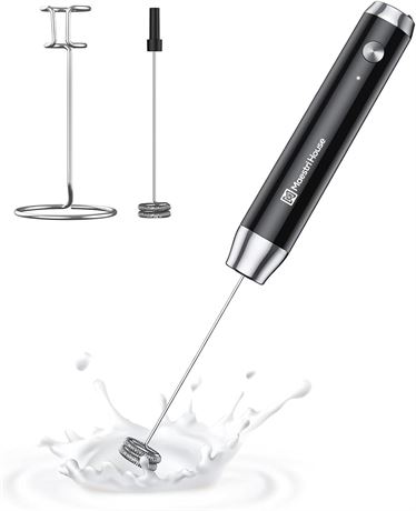 Maestri House Rechargeable Milk Frother, Handheld Electric Foam Maker, Stand