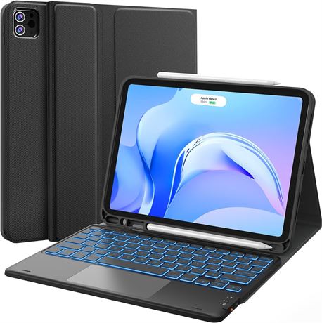 CHESONA iPad Air 11in Case with Keyboard and Trackpad, Detachable Keyboard