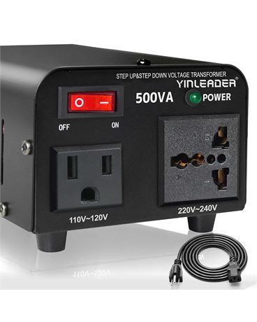 Yinleader 500W Voltage Transformer 110-220V/220-110V Circuit Protection