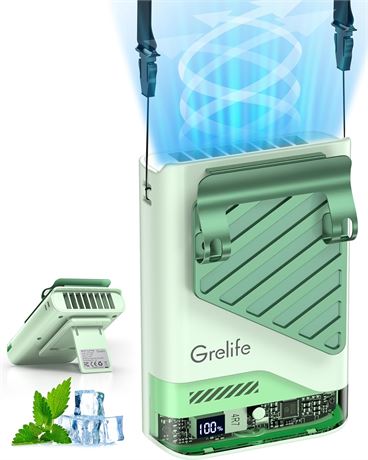 Ventilateur Portable Grelife AI Clip LED 40h Extérieur Vert