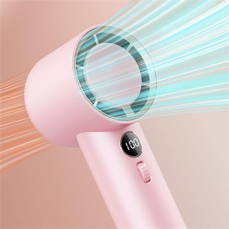 Ventilateur portable Halybau 100 vitesses batterie 5000mAh - Rose