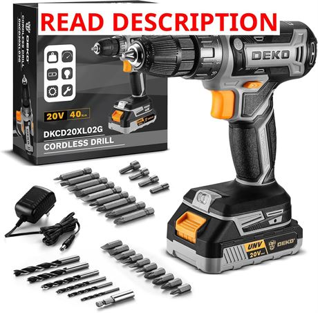 DEKO PRO Cordless Drill 20V Power Drill Set with Battery & Charger