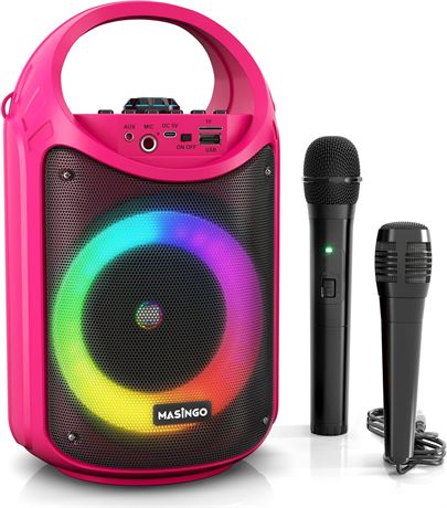 MASINGO karaoké portable enceinte Bluetooth avec micros LED soirée maison