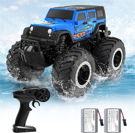 ACAMMZAR 1:16 Amphibious RC Monster Truck, 2.4GHz, 4WD, IPX7 Waterproof, Blue