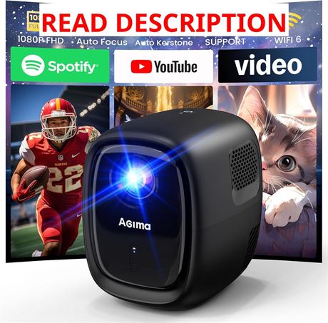 Mini Projector with WiFi 6 & Bluetooth 5.2, 1080P/4K, Android TV, Black