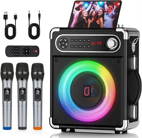Karaoké portable enceinte Bluetooth 3 micros LED adultes enfants