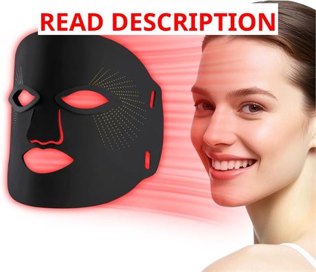 Red Light Therapy Mask, 7-Color LED Mask for Wrinkles & Anti-Aging, Black