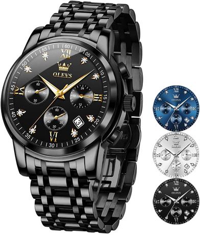 OLEVS montre homme chronographe acier, étanche, luxe cadran multi-cadrans