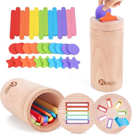 Jouets Montessori bois tri couleurs bébé 1-3 ans éducatif sensoriel