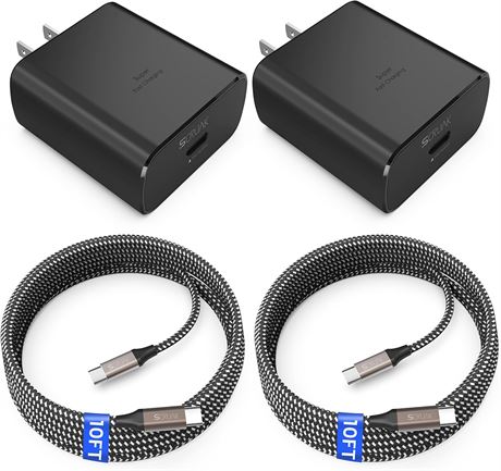 SCRUAK 45W USB-C Fast Charger 2-Pack with 10FT Cables for Samsung Galaxy