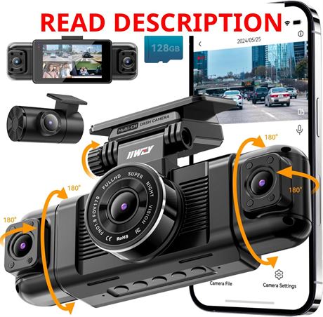 IIWEY N5 4-Channel Dash Cam 1080P, 128GB Card
