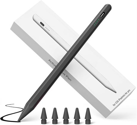 Black Stylus for iPad with Palm Rejection, Tilt, 35-min Charge