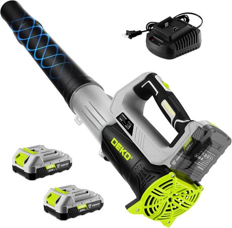 DEKOPRO Cordless Leaf Blower 18000RPM 2 Batteries Lightweight 2-Speed