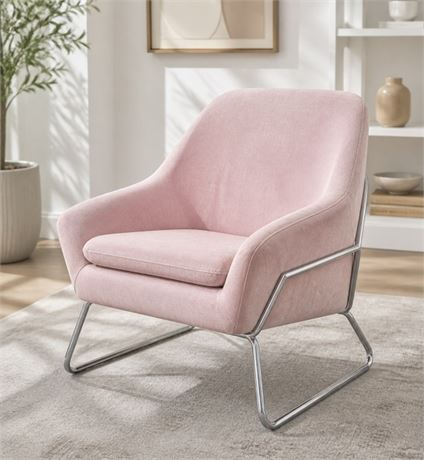 Safavieh Couture Misty Glam Blush Velvet Metal Frame Accent Chair
