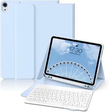 KenKe iPad A16 10th/11th Gen Case with Keyboard 10.9/11in, TPU Back Stand