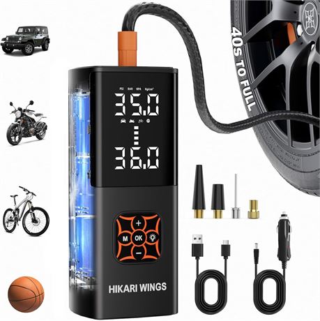 Hikari Portable Tire Inflator 25000mAh 150PSI Air Compressor Pump Digital Gauge