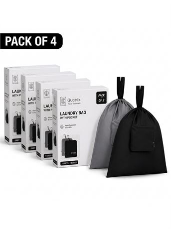 2-Pack Travel Laundry Bags Foldable Dirty Clothes Bag with Handles Black/Grey
