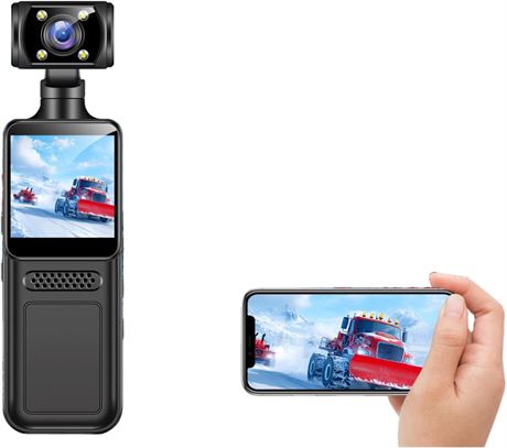 PUSOKEI 4K 40MP WiFi Action Camera, 1.3" Screen, 180  Rotating Lens