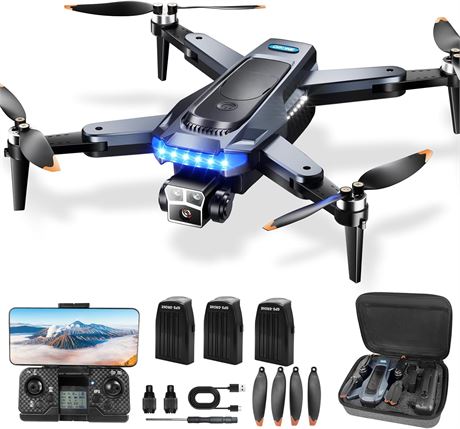 HYTOBP GPS Drone 4K Camera, Under 249g, P17PRO, Foldable, 3 Batteries