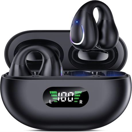 Open Ear Clip Wireless Earbuds Bluetooth 5.3 Waterproof Sports Headphones