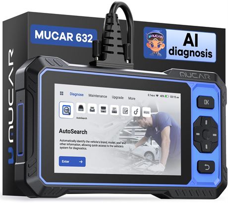 MUCAR 632 Elite AI OBD2 Scanner, 15 Reset Services, Lifetime Update