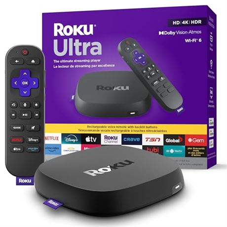 Roku Ultra 2024 - 4K Streaming with HDR10+/Dolby Vision & Atmos, Wi Fi 6