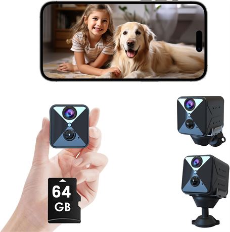 Cam ra int rieure WiFi 4K, 64G SD, 100j autonomie, d tection mouvement