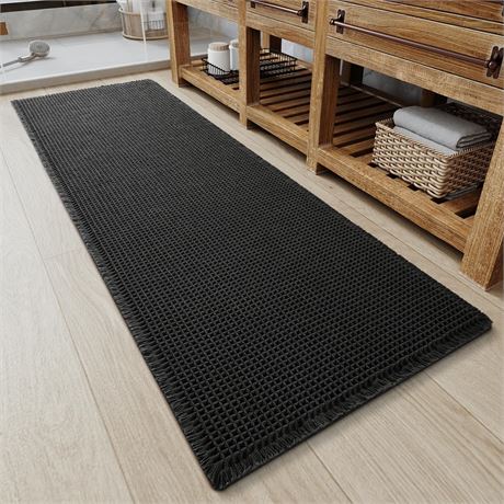 Waffle Bathroom Runner Rug, Non-Slip, Machine Washable, Ultra Soft, 2'x4'