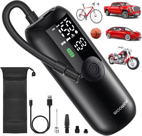 Compresseur de Pneus Woowind 150 PSI, Gonfleur Portable avec Manomètre