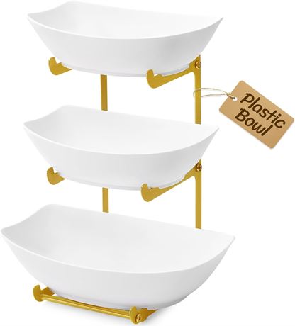 Corbeille Fruits 3 Niveaux Lifewit Plastique + Support Or