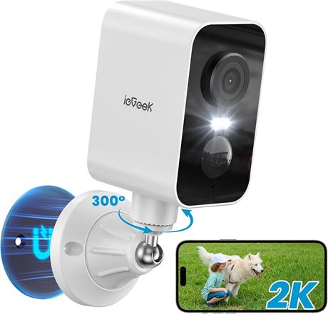 ieGeek caméra sécurité WiFi 2K batterie montage magnétique vision nuit
