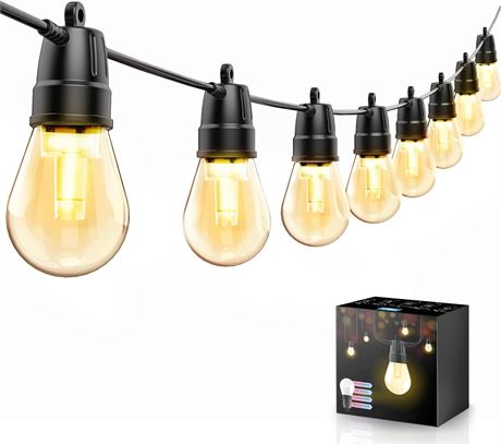 YSJ Outdoor String Lights 49ft Remote, 20 Shatterproof IP65 LED Dimmable