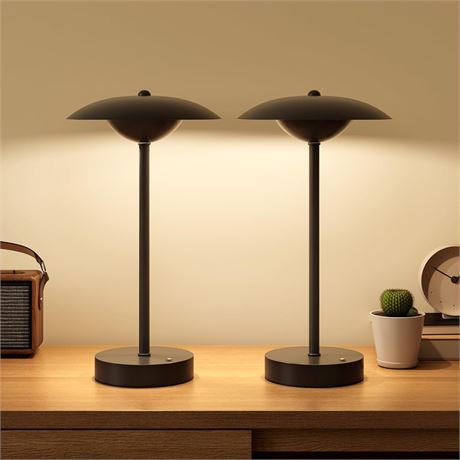 Lot de 2 lampes de table sans fil   piles rechargeables, int rieur/ext rieur