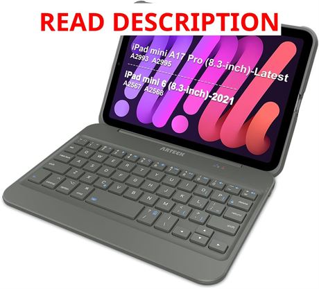 Arteck iPad mini A17 Pro 8.3in Keyboard Case, BT Shockproof Protection