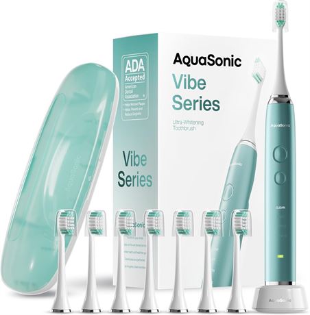 Brosse à dents Aquasonic Vibe, 40k VPM, 8 têtes, étui, sans fil